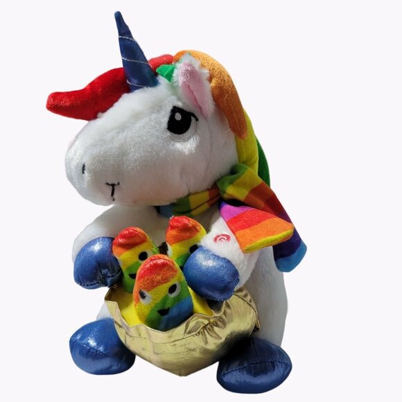 Gemmy Animated Rainbow Unicorn 9 inch Plush Sings Deck the Halls Stuffed Animal - Picture 1 of 8